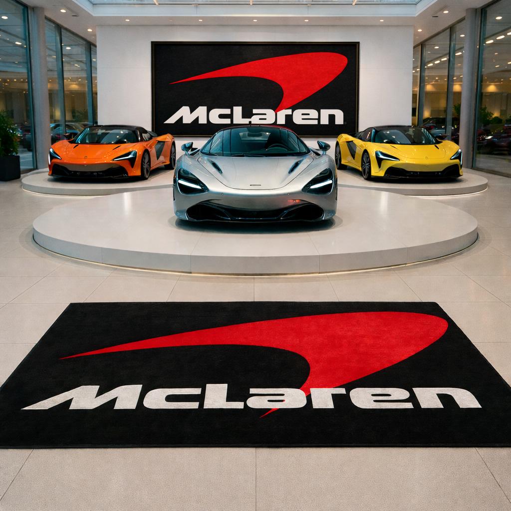 McLaren Premium Luxury Rug (60x87) INCH (150x220) cm Home, Garage & Display Carpet Auto Area Carpet, Car Garage Decor,Car Floor Mat