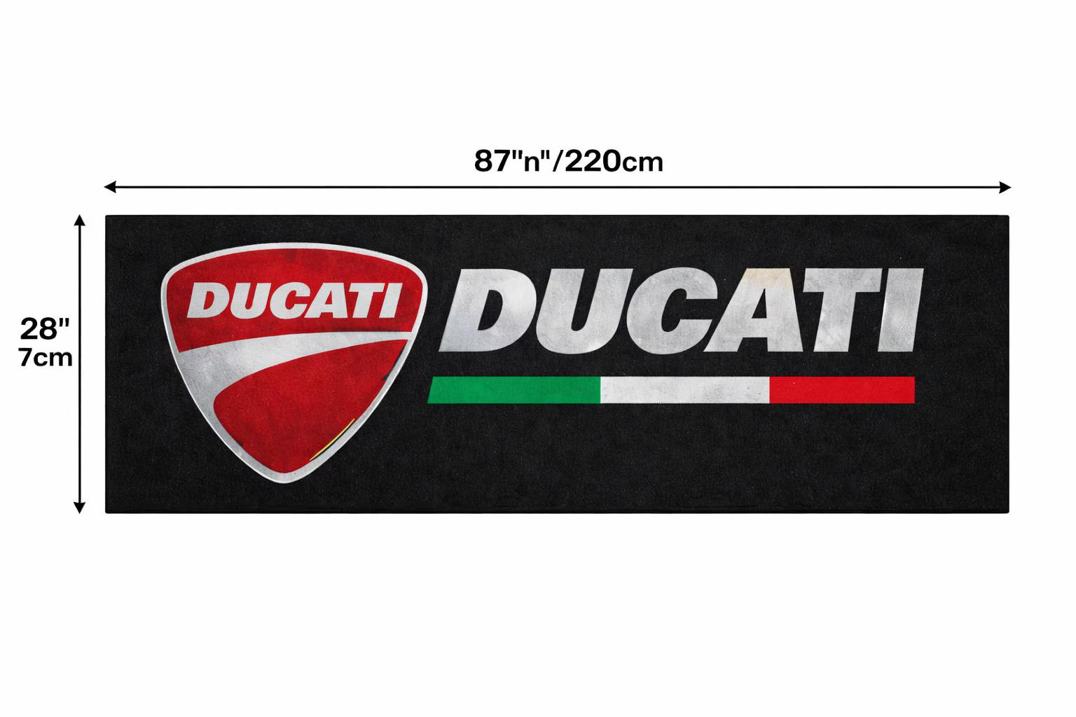 DUCATİ Premium Custom Rug (28x87) INCHS (75x220)Cm – Motorcycle Garage & Room Decor