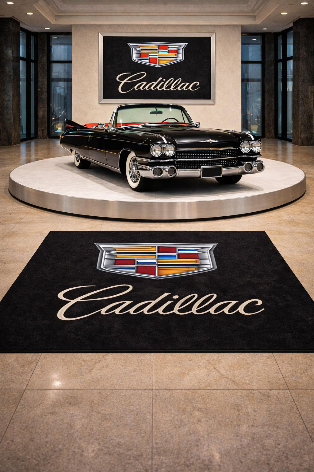 Cadillac Premium Luxury Rug (60x87) INCH (150x220) cm Home, Garage & Display Carpet Auto Area Carpet, Car Garage Decor,Car Floor Mat