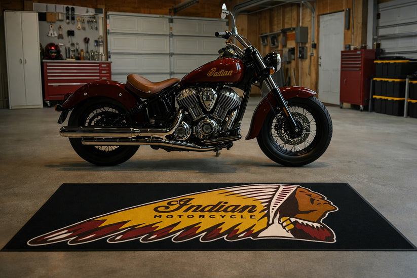 Indian Premium Custom Rug (28x87) INCHS (75x220)Cm – Motorcycle Garage & Room Decor