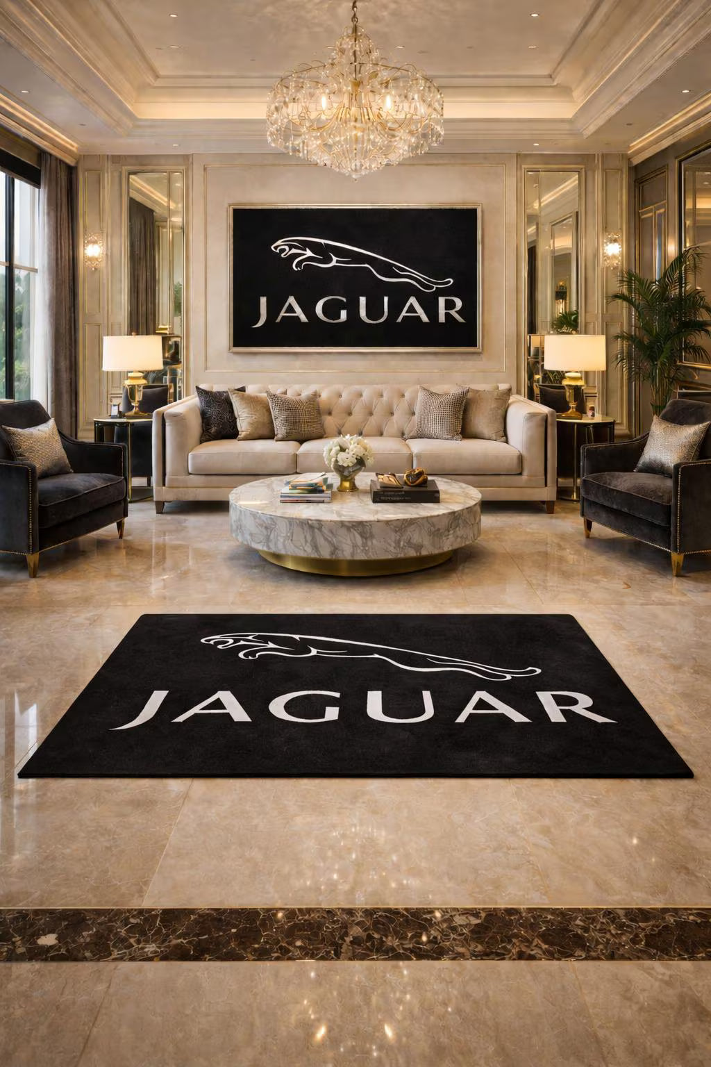 JAGUAR Premium Luxury Rug (60x87) INCH (150x220) cm Home, Garage & Display Carpet Auto Area Carpet, Car Garage Decor,Car Floor Mat
