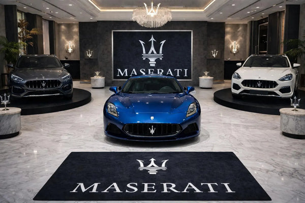 Maserati Premium Luxury Rug (60x87) INCH (150x220) cm Home, Garage & Display Carpet Auto Area Carpet, Car Garage Decor,Car Floor Mat