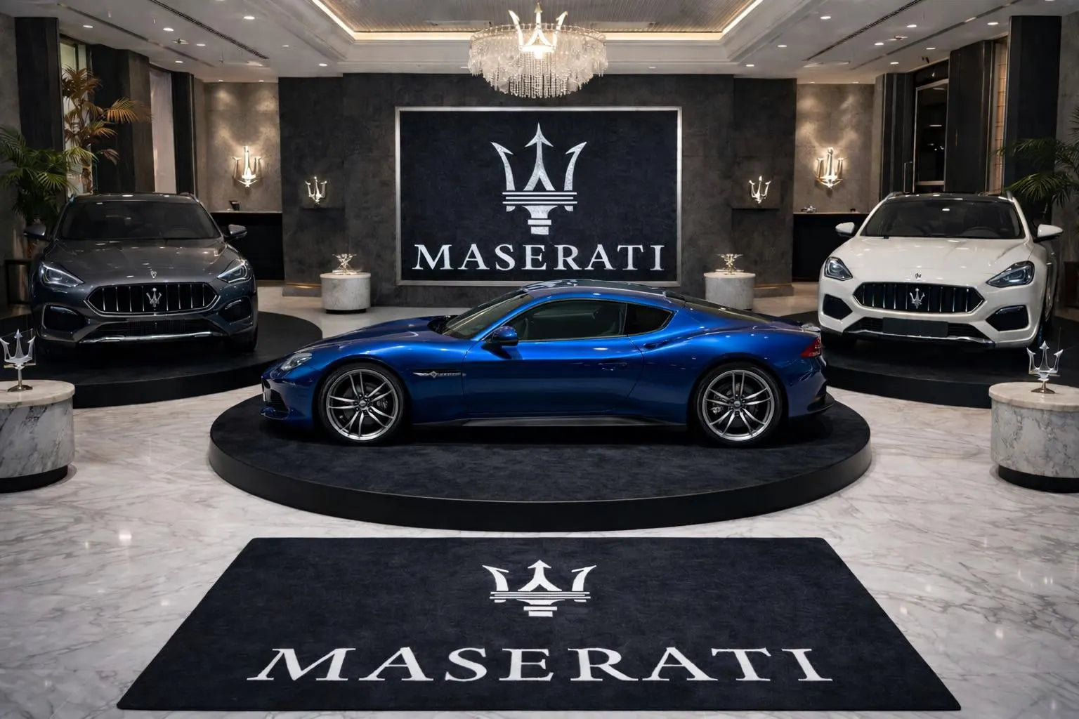 Maserati Premium Luxury Rug (60x87) INCH (150x220) cm Home, Garage & Display Carpet Auto Area Carpet, Car Garage Decor,Car Floor Mat
