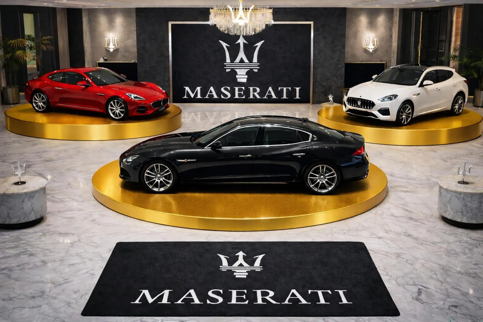 Maserati Premium Luxury Rug (60x87) INCH (150x220) cm Home, Garage & Display Carpet Auto Area Carpet, Car Garage Decor,Car Floor Mat