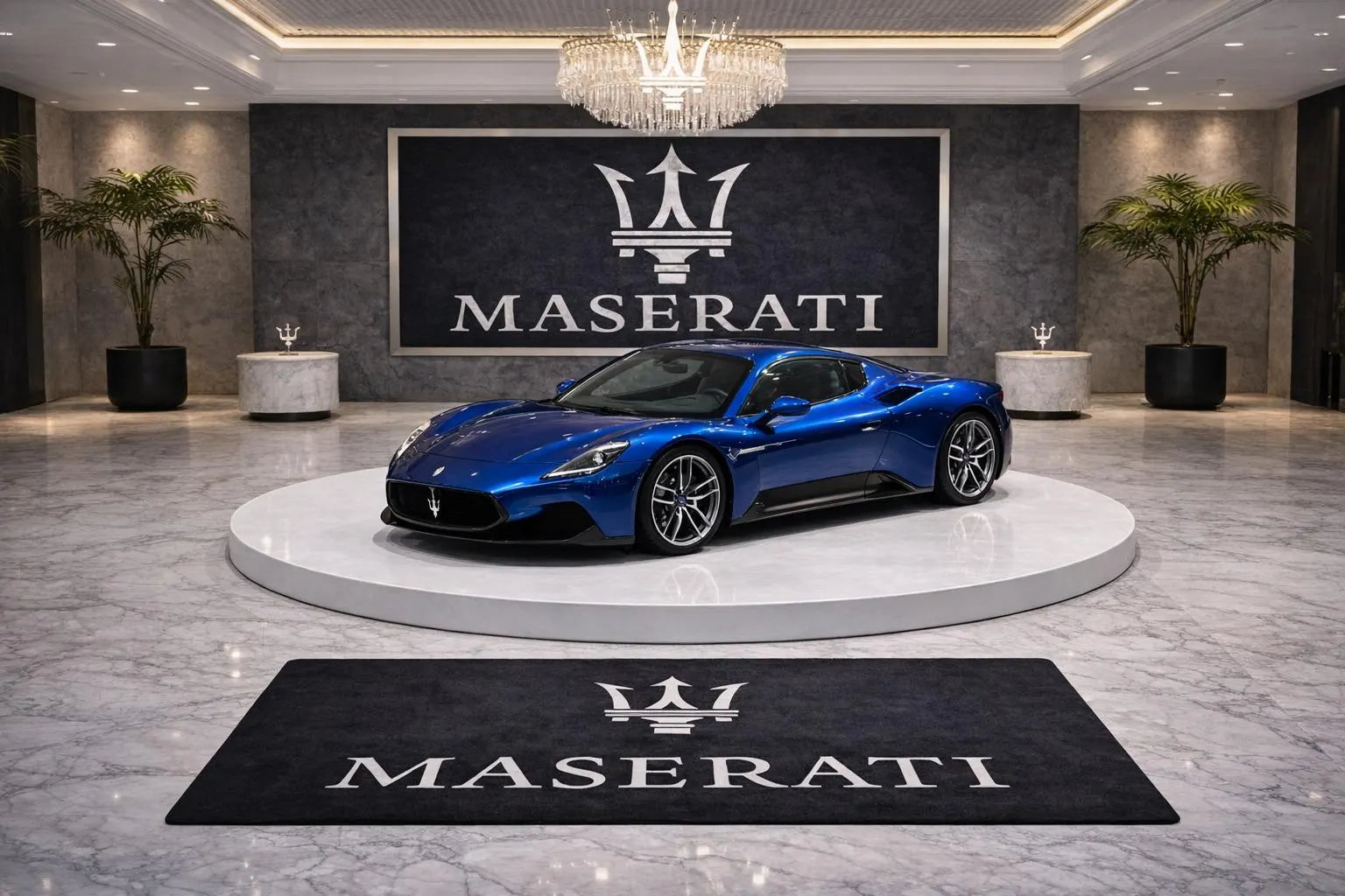 Maserati Premium Luxury Rug (60x87) INCH (150x220) cm Home, Garage & Display Carpet Auto Area Carpet, Car Garage Decor,Car Floor Mat