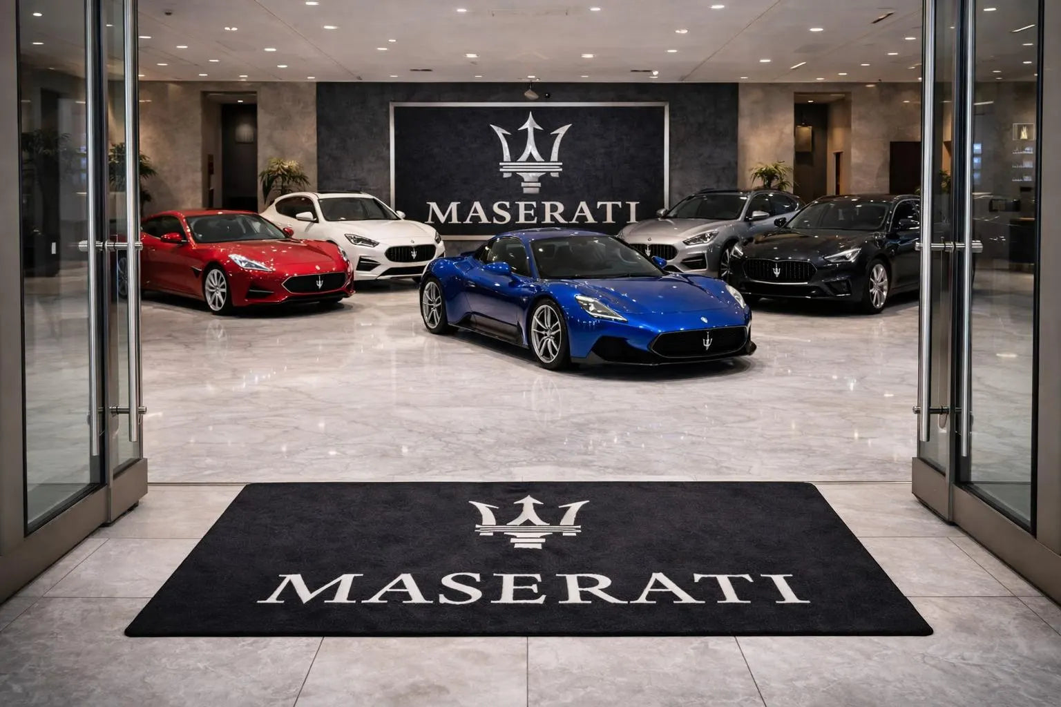 Maserati Premium Luxury Rug (60x87) INCH (150x220) cm Home, Garage & Display Carpet Auto Area Carpet, Car Garage Decor,Car Floor Mat