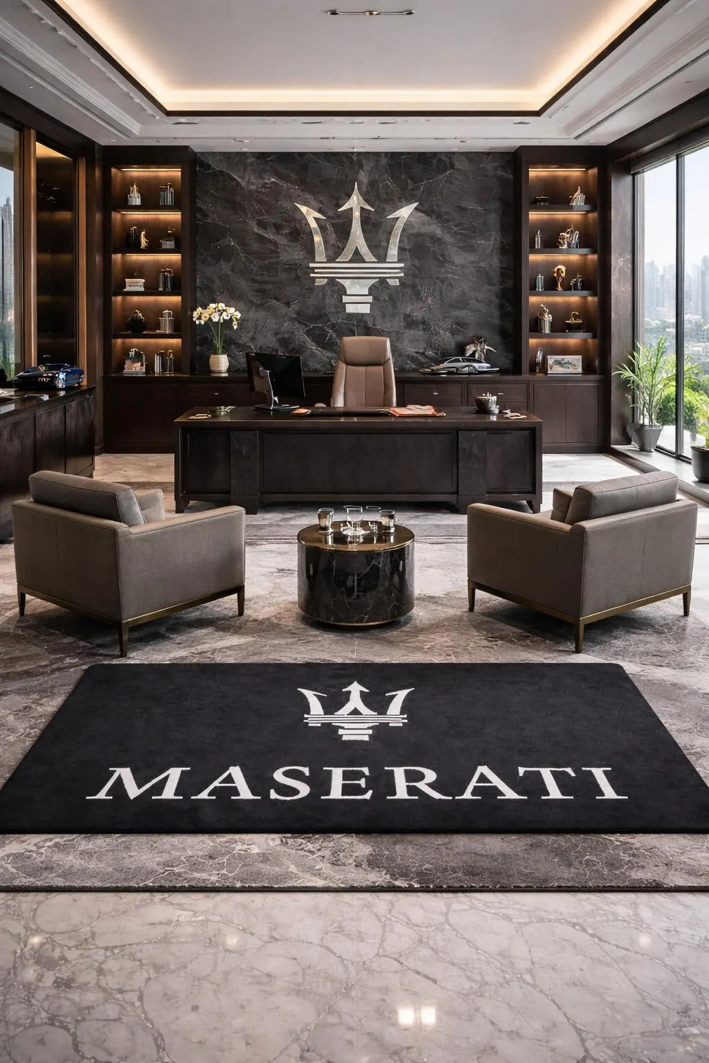 Maserati Premium Luxury Rug (60x87) INCH (150x220) cm Home, Garage & Display Carpet Auto Area Carpet, Car Garage Decor,Car Floor Mat