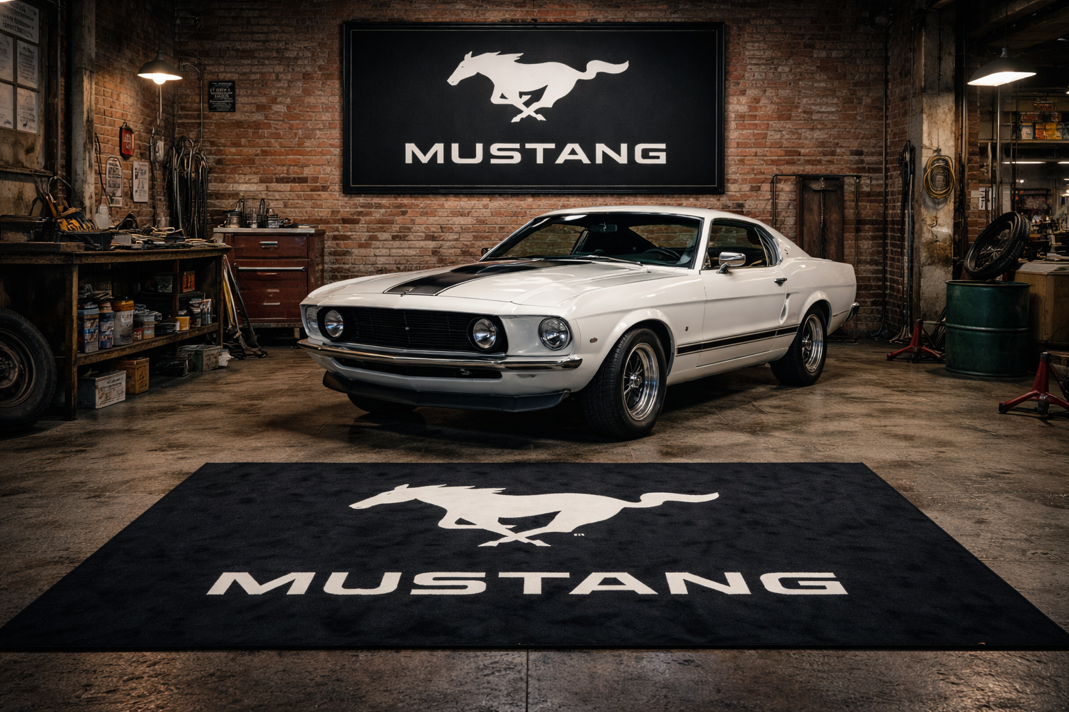 MUSTANG Premium Luxury Rug (60x87) INCH (150x220) cm Home, Garage & Display Carpet Auto Area Carpet, Car Garage Decor,Car Floor Mat