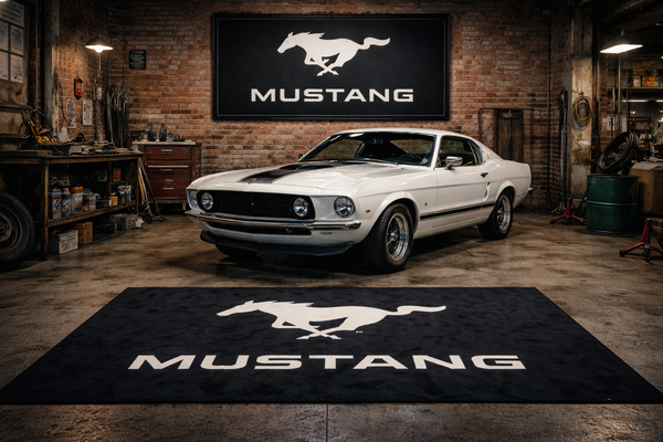 MUSTANG Premium Luxury Rug (60x87) INCH (150x220) cm Home, Garage & Display Carpet Auto Area Carpet, Car Garage Decor,Car Floor Mat