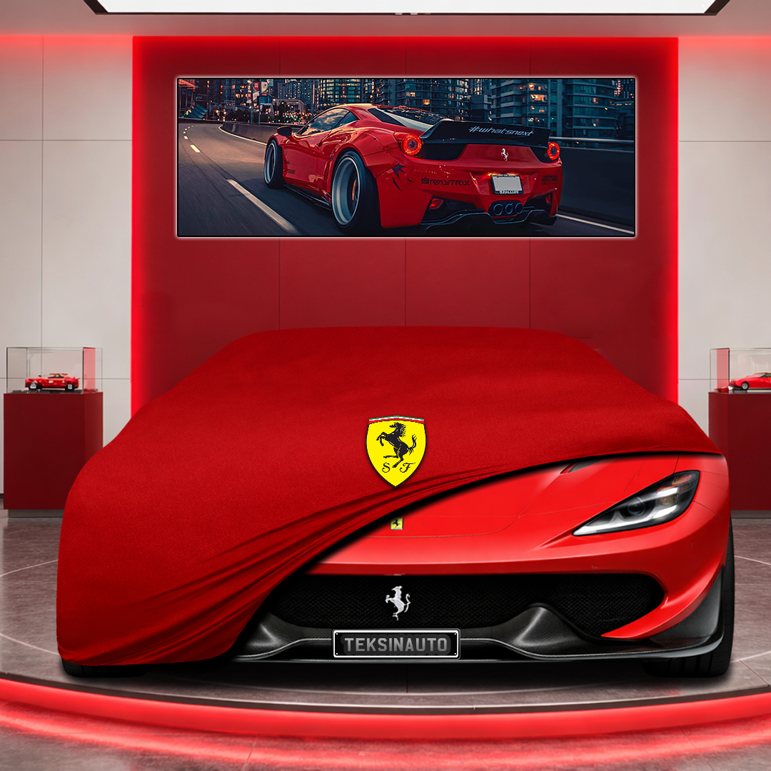 Ferrari Sergio Custom Fit Indoor Car Cover Soft Stretch Black Gray Blue Red Dust Protection Garage Cover Laser Cut + Bag