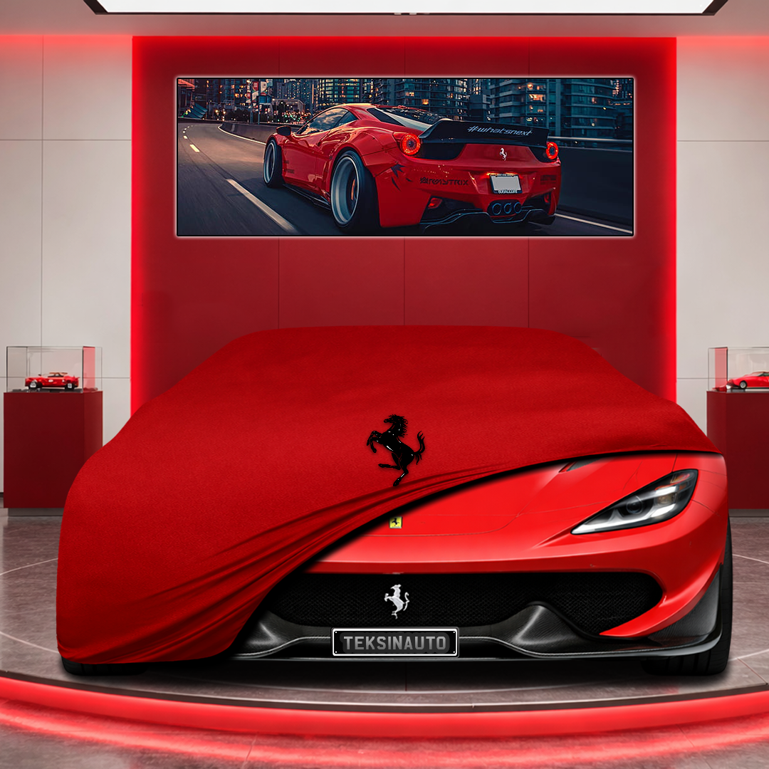 Ferrari Sergio Custom Fit Indoor Car Cover Soft Stretch Black Gray Blue Red Dust Protection Garage Cover Laser Cut + Bag
