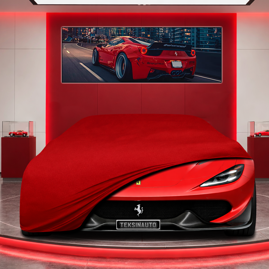 Ferrari Sergio Custom Fit Indoor Car Cover Soft Stretch Black Gray Blue Red Dust Protection Garage Cover Laser Cut + Bag
