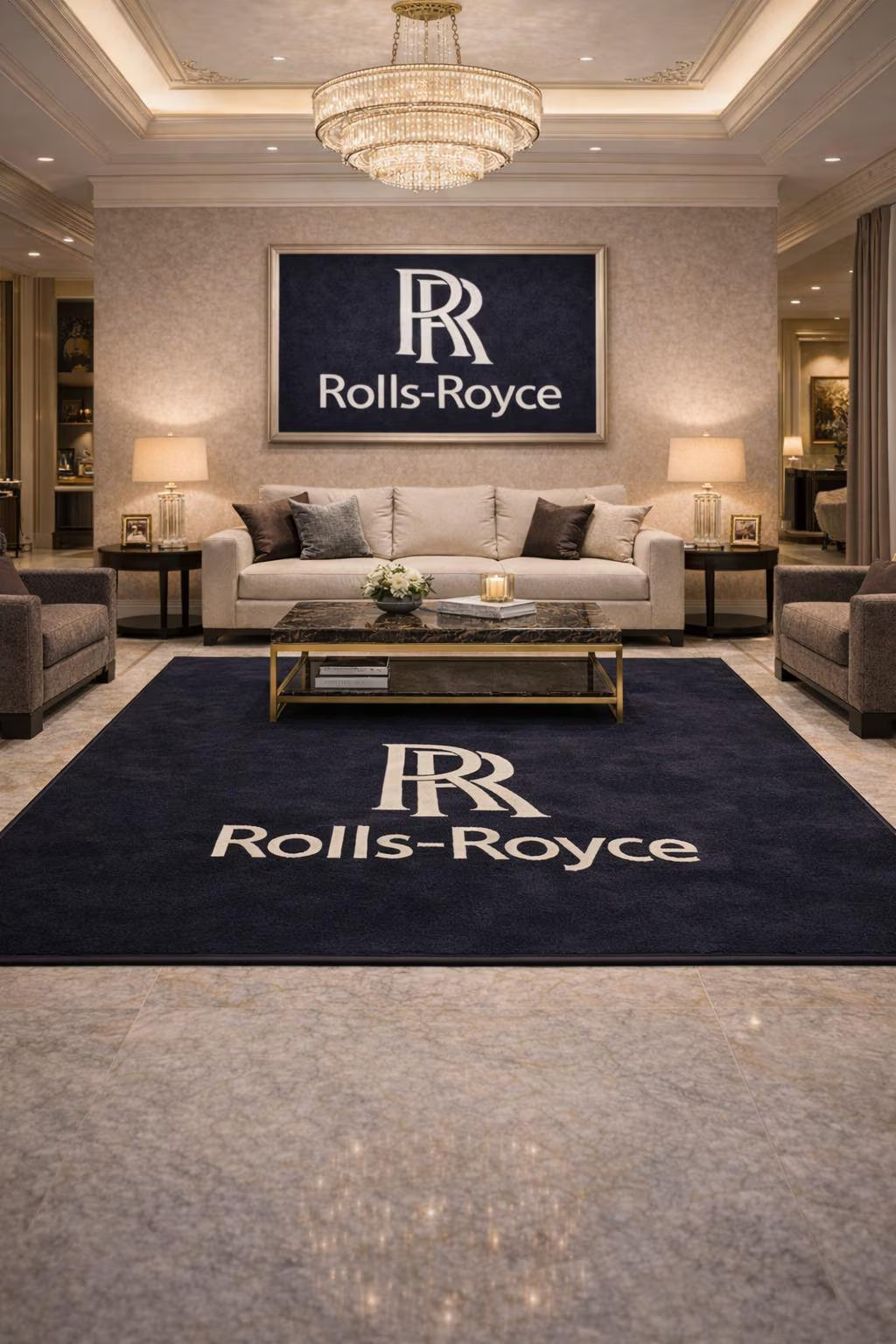 Rolls Royce Premium Luxury Rug (60x87) INCH (150x220) cm Home, Garage & Display Carpet Auto Area Carpet, Car Garage Decor,Car Floor Mat